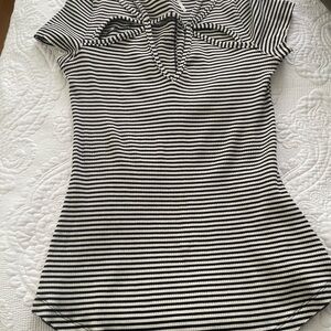 Free People Black and White Striped Top